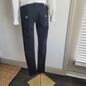 True Religion Black Skinny Low Rise Jeans Women's 29 Y2K Grunge Whimsigoth